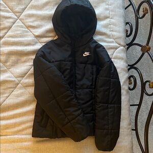 Nike Quilted Black Hooded Jacket